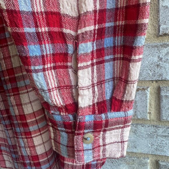 Pilcro Long Sleeve Button Up Collared Plaid Shirt Women's Size S - Picture 7 of 9